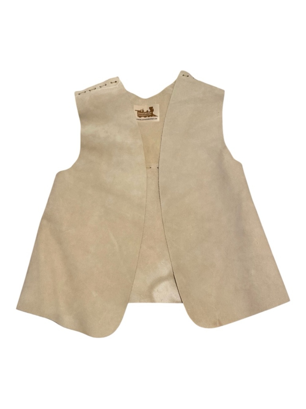 CowCatcher Leatherworks Raw Leather Tan Suede Vest Country Boho Sz Small